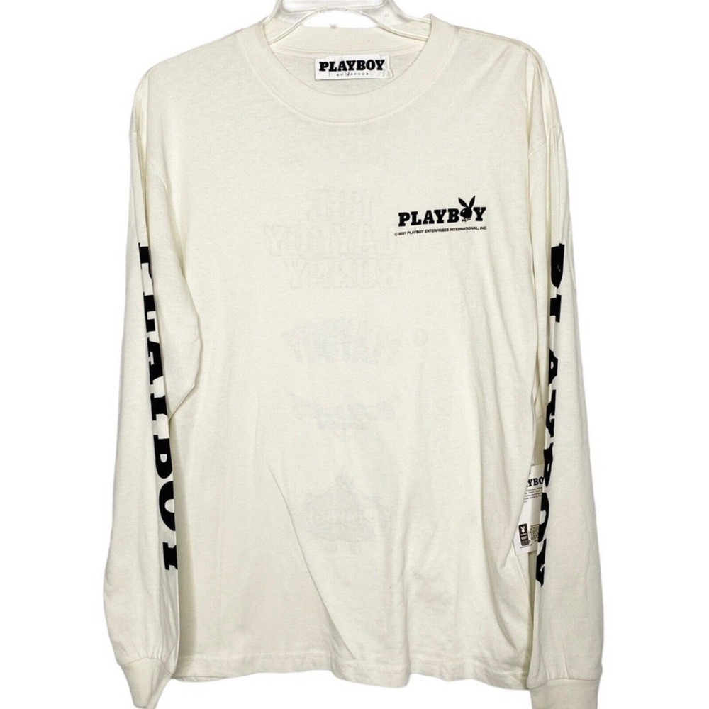 Playboy by Pacsun Long Sleeve Logo T-Shirt
Mens Small Beige White NEW 0043 $30